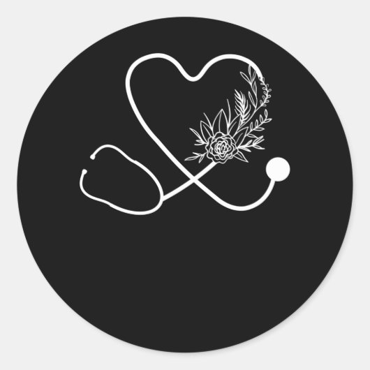 Nurse Stethoscope Blume Hospital Runder Aufkleber (Vorderseite)