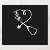 Nurse Stethoscope Blume Schaumweinetikett (Einzelnes Label)