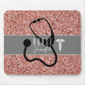 Nurse Stethoscope Caduceus Rose Gold Glitzer Mousepad (Vorne)