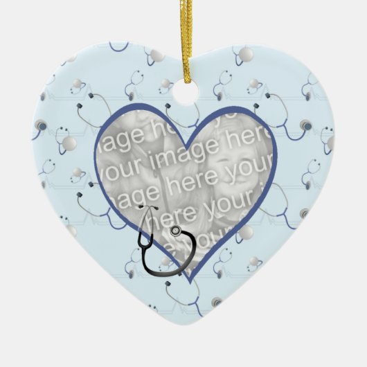 Nurse Stethoscope Christmas Heart Photo Ornament (Vorne)