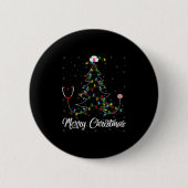 Nurse Stethoscope Christmas Tree Lights Funny Nurs Button (Vorderseite)