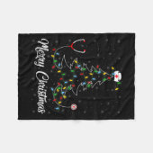 Nurse Stethoscope Christmas Tree Lights Funny Nurs Fleecedecke (Vorderseite (Horizontal))