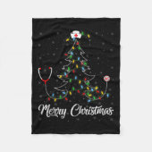 Nurse Stethoscope Christmas Tree Lights Funny Nurs Fleecedecke (Vorderseite)