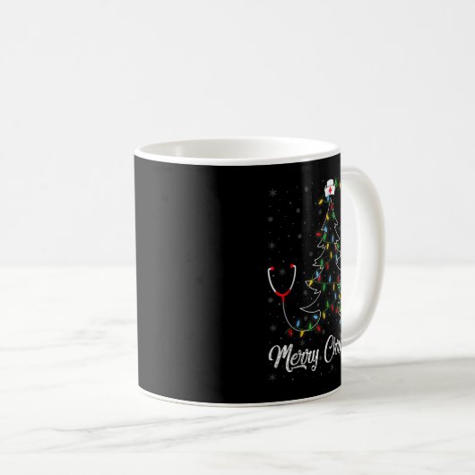 Nurse Stethoscope Christmas Tree Lights Funny Nurs Kaffeetasse (VorderseiteRechts)