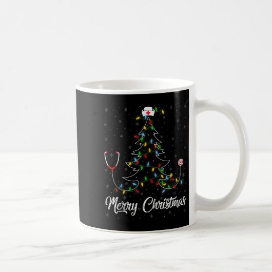 Nurse Stethoscope Christmas Tree Lights Funny Nurs Kaffeetasse (Rechts)