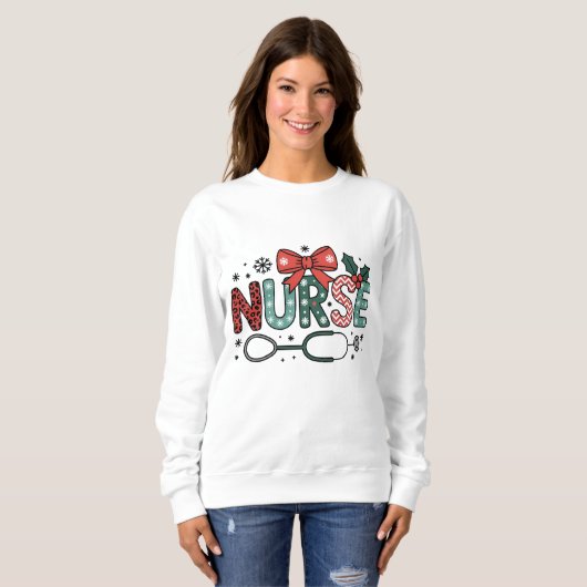 Nurse Stethoscope Cute Christmas Sweatshirt (Vorne ganz)