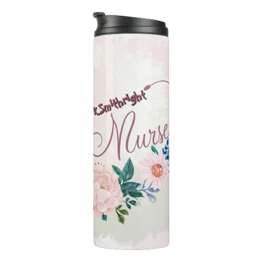 Nurse Stethoscope Floral Appreciation Design Thermosbecher (Nach rechts gedreht)