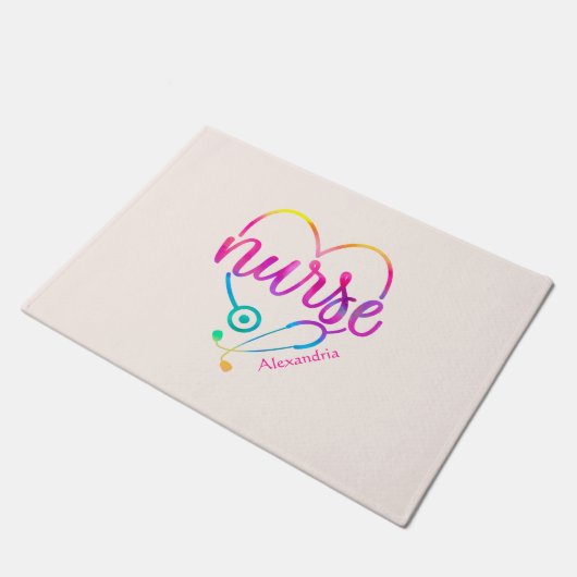 Nurse Stethoscope Fußmatte (Schrägansicht)