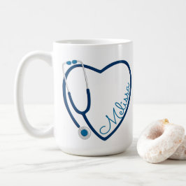 Nurse Stethoscope Heart Blue Coffee Fun Valentine Kaffeetasse