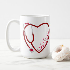 Nurse Stethoscope Heart Red Coffee Fun Valentine Kaffeetasse