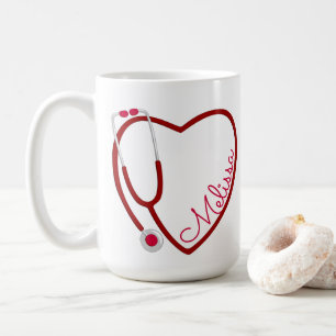 Nurse Stethoscope Heart Red Coffee Fun Valentine Kaffeetasse