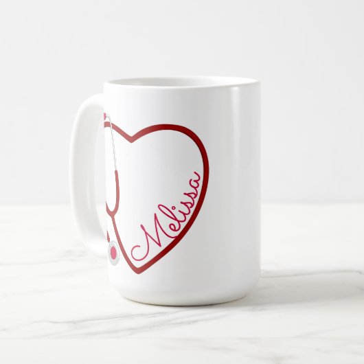 Nurse Stethoscope Heart Red Coffee Fun Valentine Kaffeetasse (Vorderseite Links)