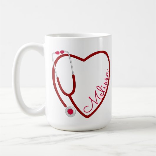 Nurse Stethoscope Heart Red Coffee Fun Valentine Kaffeetasse (Links)