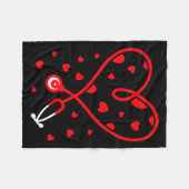 Nurse Stethoscope Heart Valentine's Day Nursing  Fleecedecke (Vorderseite (Horizontal))