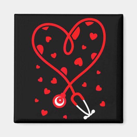 Nurse Stethoscope Heart Valentine's Day Nursing  Magnet (Vorne)