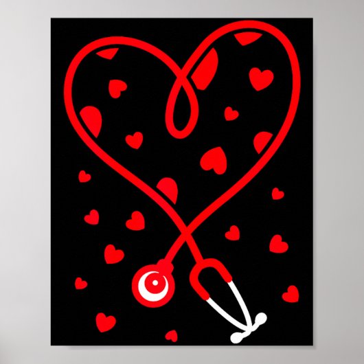 Nurse Stethoscope Heart Valentine's Day Nursing  Poster (Vorne)