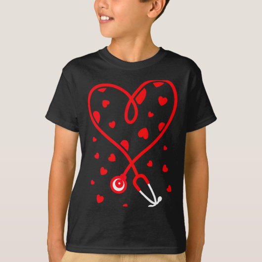 Nurse Stethoscope Heart Valentine's Day Nursing T-Shirt (Vorderseite)