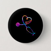 Nurse Stethoscope Heartbeat Ekg Nursing Student Gr Button (Vorderseite)