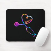 Nurse Stethoscope Heartbeat Ekg Nursing Student Gr Mousepad (Mit Mouse)