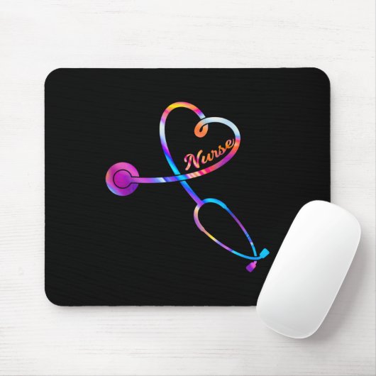 Nurse Stethoscope Heartbeat Ekg Nursing Student Gr Mousepad (Mit Mouse)