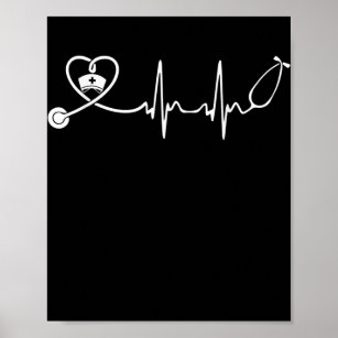 Nurse Stethoscope Heartbeat Funny Nursing Lover Poster