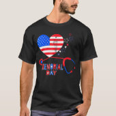 Nurse Stethoscope Herz Patriotic Memorial Day Fla T-Shirt (Vorderseite)