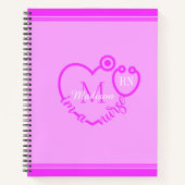 Nurse Stethoscope Modern personalisieren Monogramm Notizblock (Vorderseite)