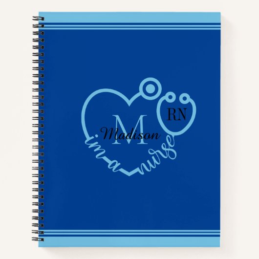 Nurse Stethoscope Modern personalisieren Monogramm Notizblock (Vorderseite)