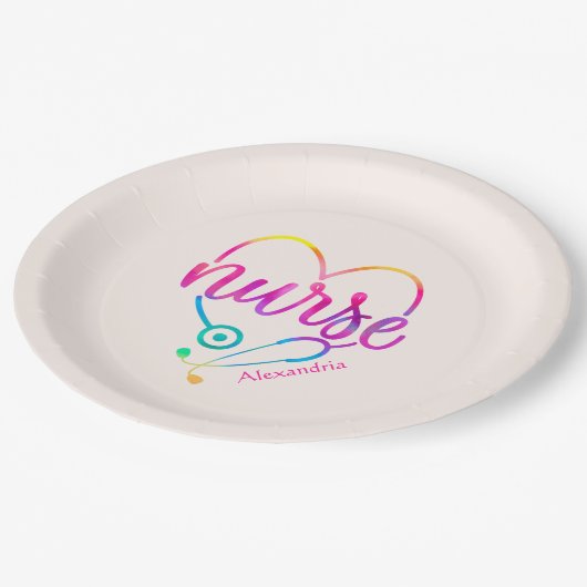 Nurse Stethoscope Pappteller (Schrägansicht)