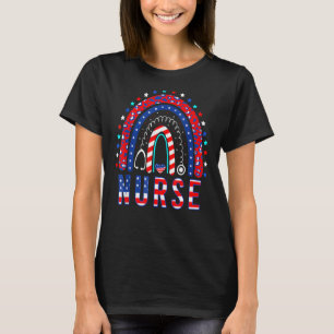 Nurse Stethoscope Rainbow American Memorial Day 4t T-Shirt