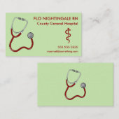 Nurse Stethoscope Scrubs Green Visitenkarte (Vorne/Hinten)