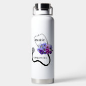 Nurse Stethoscope und Blue Pansy Floral Trinkflasche (Rückseite)