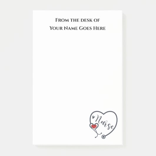 Nurse Stethoskop rote Herzwertsteigerung weiß Post-it Klebezettel (Vorderseite)