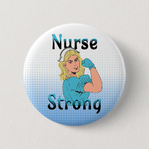 Nurse Strong   Vintag Retro Vibes Button