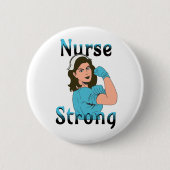 Nurse Strong | Vintag Retro Vibes Button (Vorderseite)