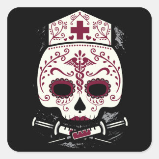 Nurse Sugar Skull Quadratischer Aufkleber