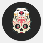 Nurse Sugar Skull Runder Aufkleber (Vorderseite)