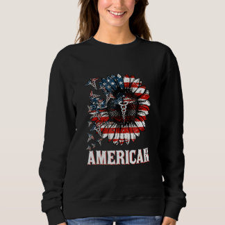 Nurse Sunflower American Flag 4. Juli Patrioti Sweatshirt