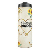 Nurse Sunflower Leopard Print Heart Thermosbecher (Vorderseite)