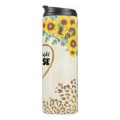 Nurse Sunflower Leopard Print Heart Thermosbecher (Nach rechts gedreht)