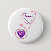 Nurse Super Stethoscope Glitzer Name Button (Vorderseite)