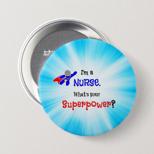 Nurse Superhero Button (Vorne & Hinten)