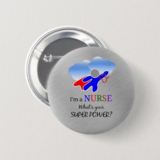 Nurse Superhero Spaß Button (Vorne & Hinten)