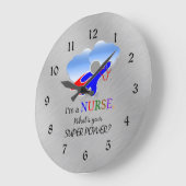 Nurse Superhero Spaß Große Wanduhr (Winkel)