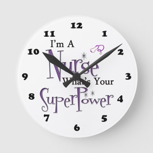 Nurse Superpower Runde Wanduhr (Vorderseite)