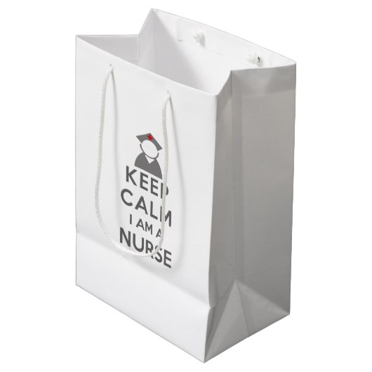 Nurse Symbol Behalten Calm I bin ein Krankenschwes Mittlere Geschenktüte (Vorderseite Schrägansicht)