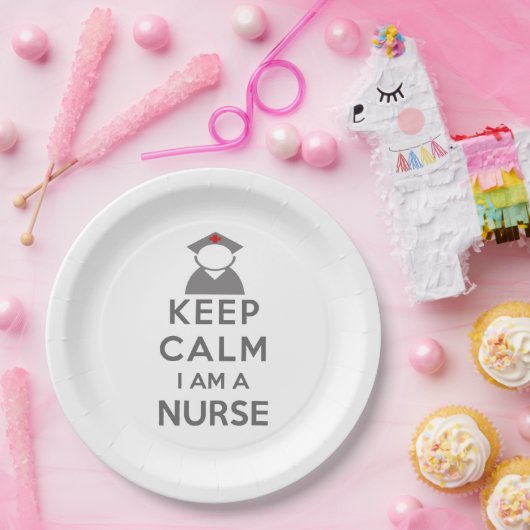 Nurse Symbol Behalten Calm I bin ein Krankenschwes Pappteller (Party)