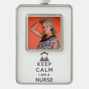 Nurse Symbol Behalten Calm I bin ein Krankenschwes Rahmen-Ornament Silber