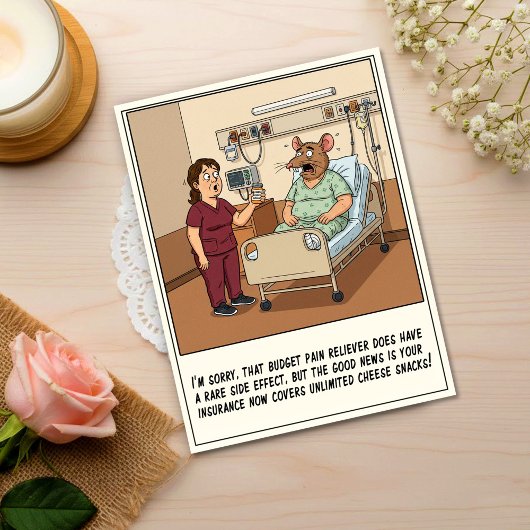 Nurse Talking To Patient With Rat Head Get Well Postkarte