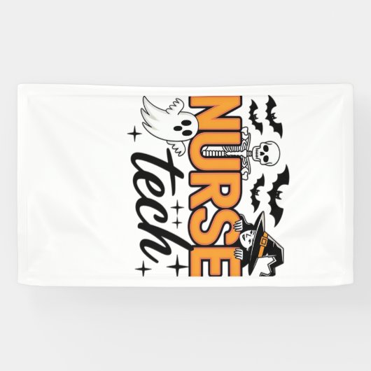 Nurse Tech - Halloween - mit Skelett, Hexe und Banner (Horizontal)